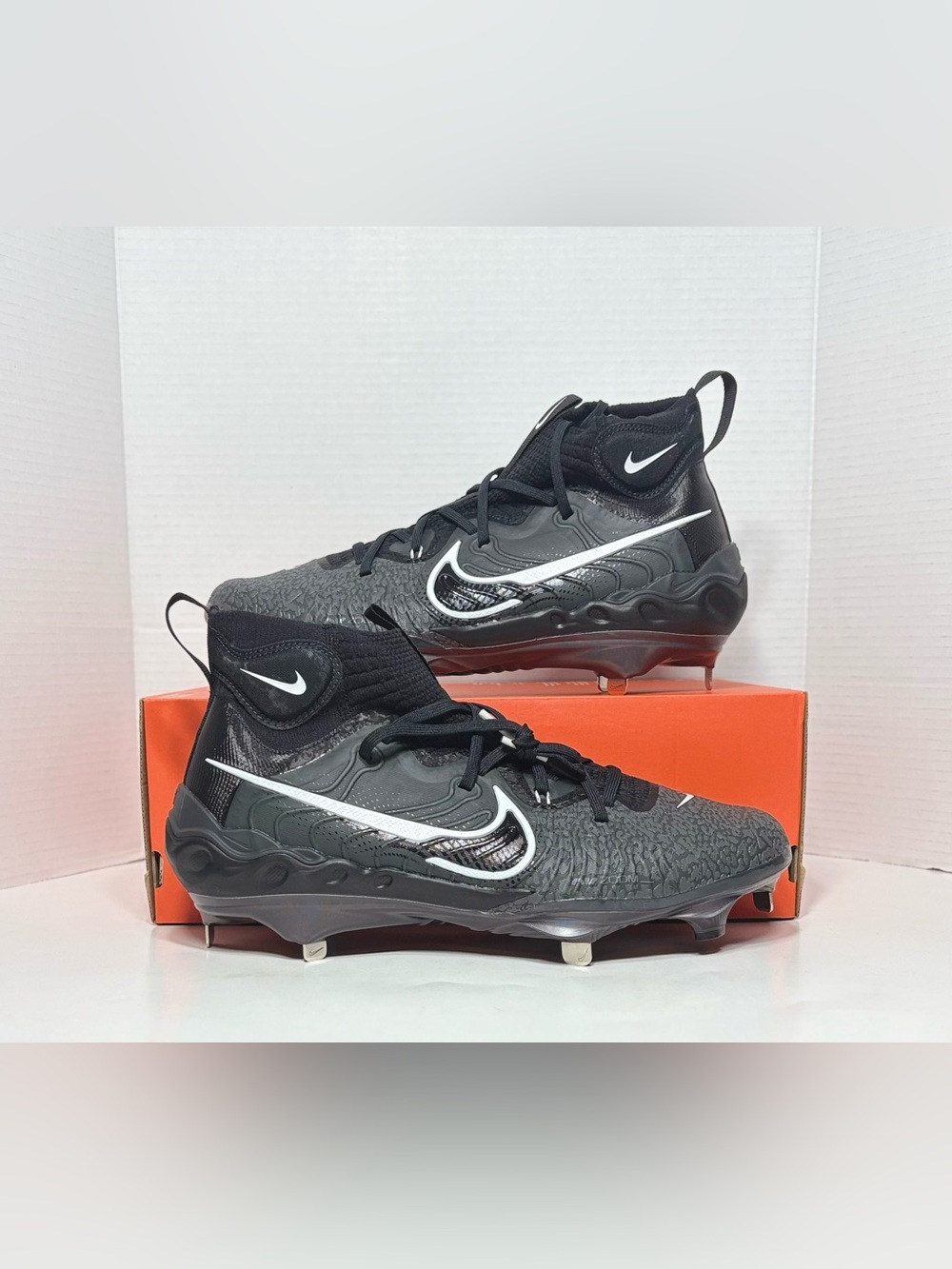 Nike Alpha Huarache NXT Mid Men’s Black Metal Baseball Cleats DJ6517-010 NEW